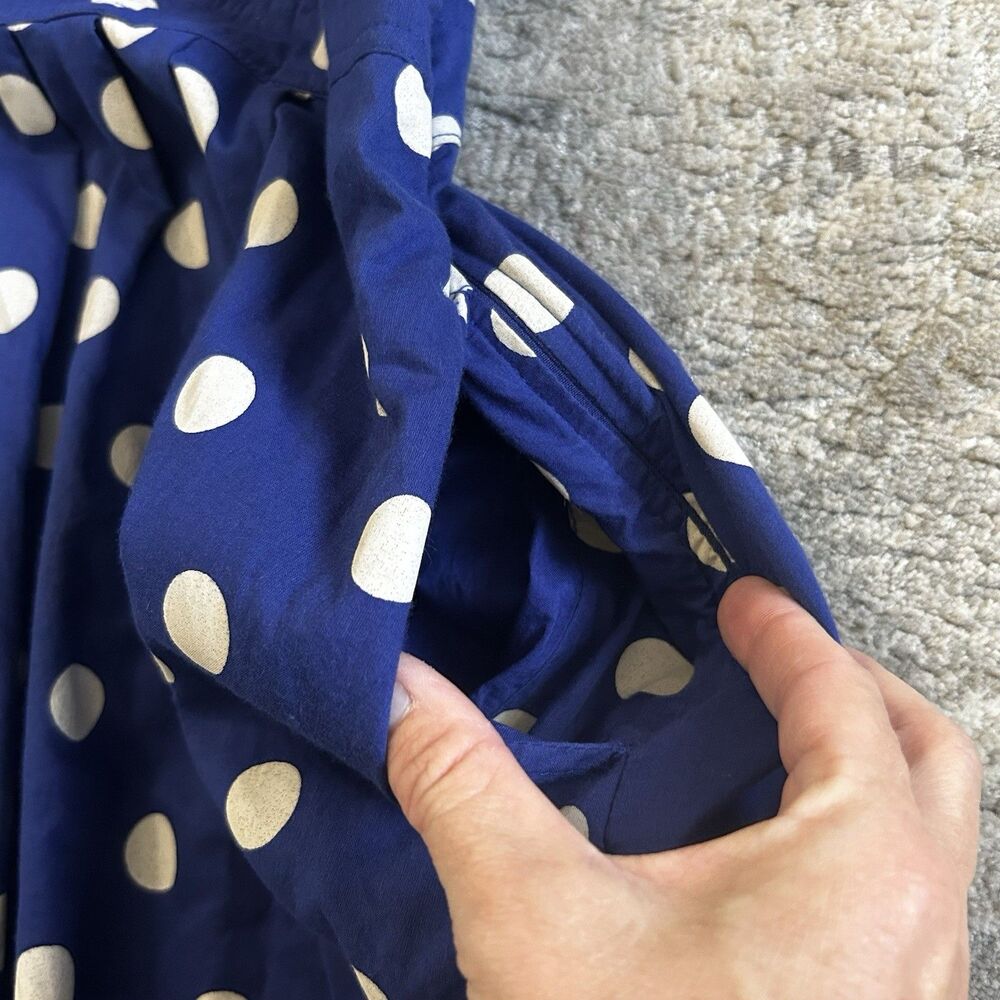 Eshakti Dress Womens 2X Blue White Polka Dot Short Sleeve Fit N Flare Pockets - Picture 6 of 7